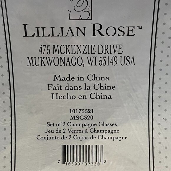 LILLIAN ROSE WEDDING TOAST CHAMPAGNE GLASSES 10" NEW - Picture 3 of 3